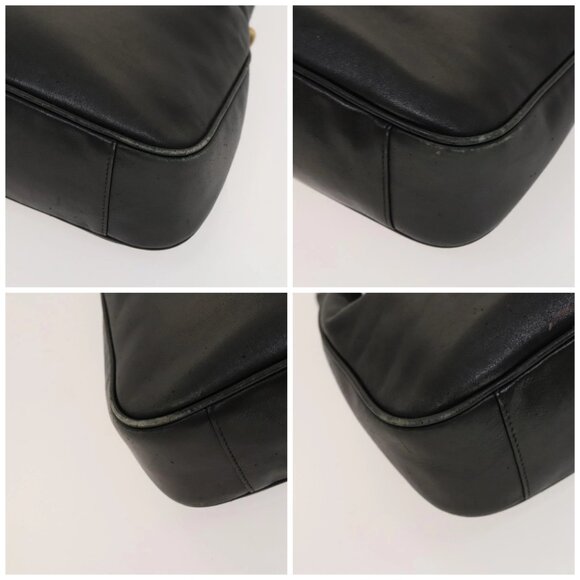 GUCCI Bamboo Hand Bag Leather Black Gold - Picture 16 of 16